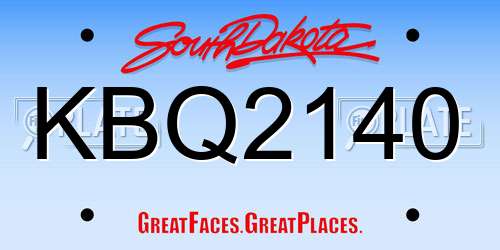 KBQ2140 South Dakota License Plate