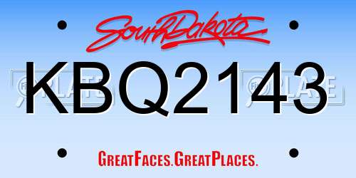 KBQ2143 South Dakota License Plate