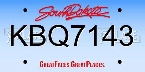KBQ7143 South Dakota License Plate