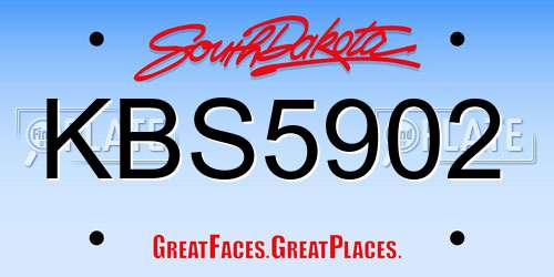 KBS5902 South Dakota License Plate