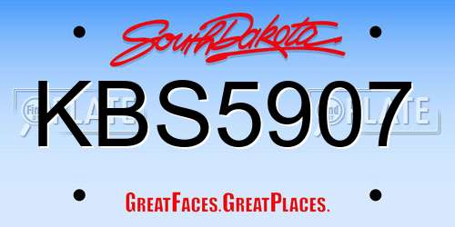 KBS5907 South Dakota License Plate