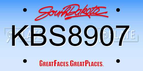 KBS8907 South Dakota License Plate