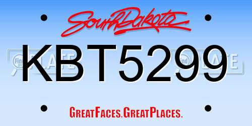 KBT5299 South Dakota License Plate