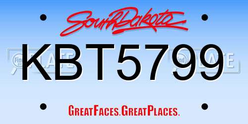 KBT5799 South Dakota License Plate
