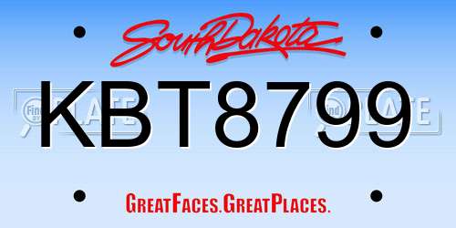 KBT8799 South Dakota License Plate