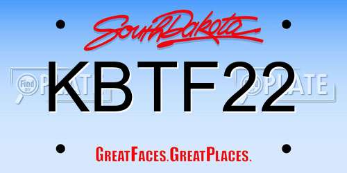 KBTF22 South Dakota License Plate