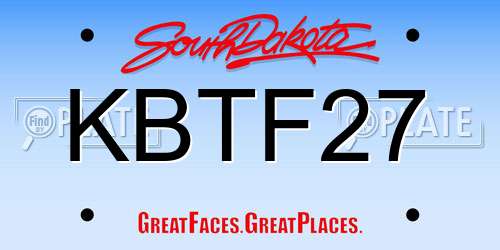 KBTF27 South Dakota License Plate