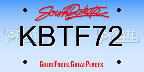 KBTF72 South Dakota License Plate