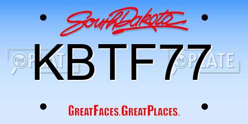 KBTF77 South Dakota License Plate