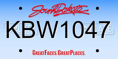 KBW1047 South Dakota License Plate