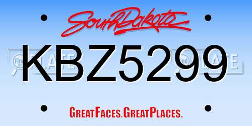 KBZ5299 South Dakota License Plate