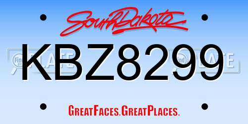 KBZ8299 South Dakota License Plate
