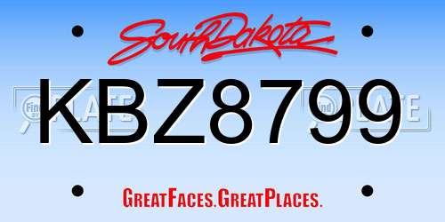 KBZ8799 South Dakota License Plate