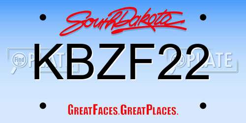 KBZF22 South Dakota License Plate
