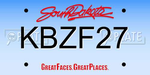 KBZF27 South Dakota License Plate