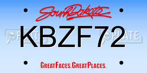 KBZF72 South Dakota License Plate