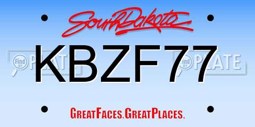 KBZF77 South Dakota License Plate