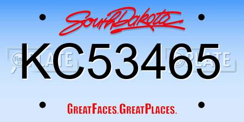 KC53465 South Dakota License Plate