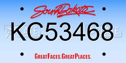 KC53468 South Dakota License Plate
