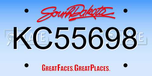KC55698 South Dakota License Plate