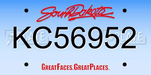 KC56952 South Dakota License Plate