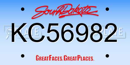 KC56982 South Dakota License Plate