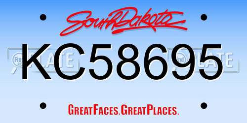 KC58695 South Dakota License Plate