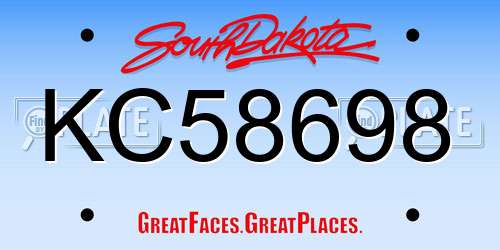 KC58698 South Dakota License Plate