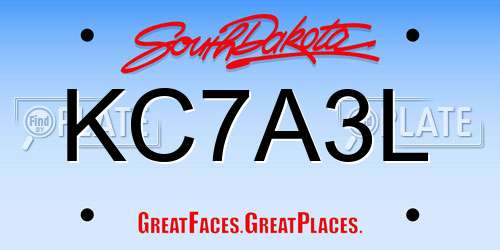 KC7A3L South Dakota License Plate