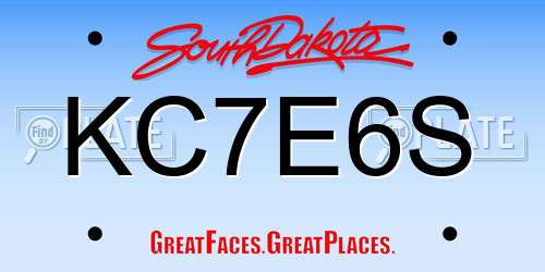 KC7E6S South Dakota License Plate