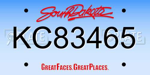 KC83465 South Dakota License Plate