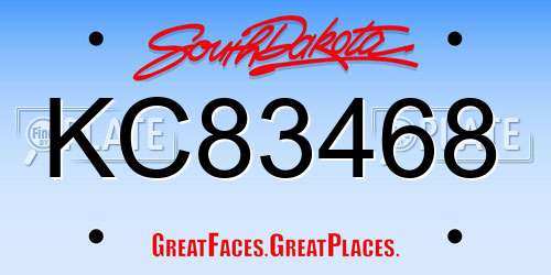 KC83468 South Dakota License Plate
