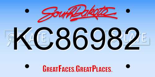 KC86982 South Dakota License Plate