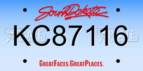 KC87116 South Dakota License Plate