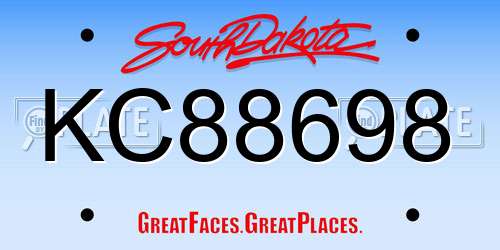 KC88698 South Dakota License Plate