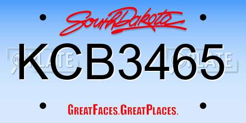 KCB3465 South Dakota License Plate
