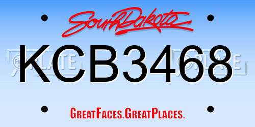 KCB3468 South Dakota License Plate