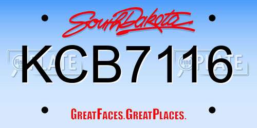 KCB7116 South Dakota License Plate