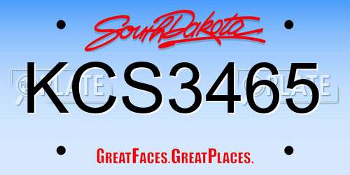 KCS3465 South Dakota License Plate