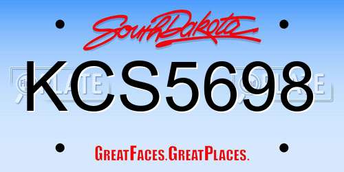 KCS5698 South Dakota License Plate