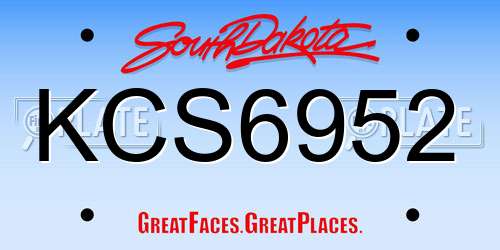 KCS6952 South Dakota License Plate