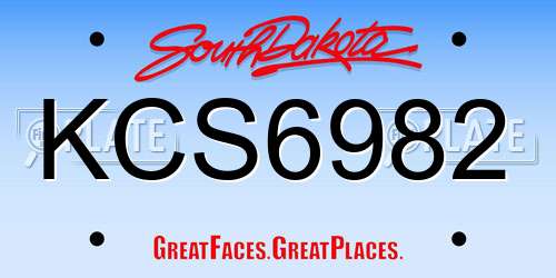 KCS6982 South Dakota License Plate