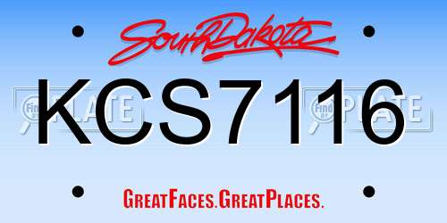 KCS7116 South Dakota License Plate
