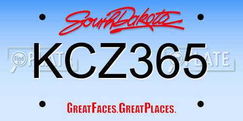 KCZ365 South Dakota License Plate