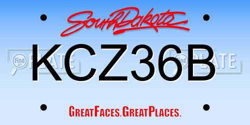 KCZ36B South Dakota License Plate