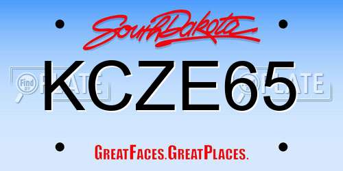 KCZE65 South Dakota License Plate