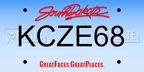 KCZE68 South Dakota License Plate
