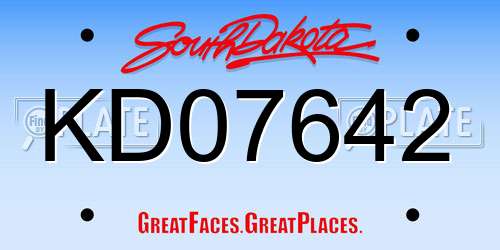 KD07642 South Dakota License Plate