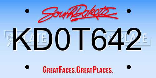 KD0T642 South Dakota License Plate