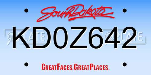 KD0Z642 South Dakota License Plate